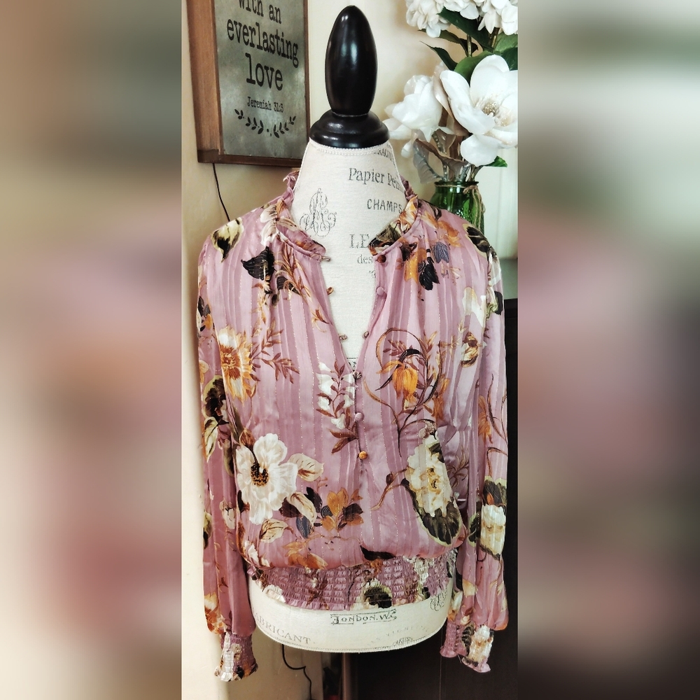 Tamara H. Mauve & Gold Blouse